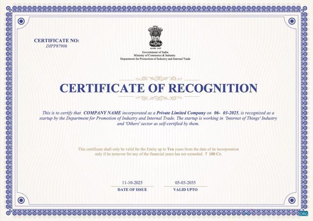 Download India certificate of recognition Word and PDF template Photoshop template